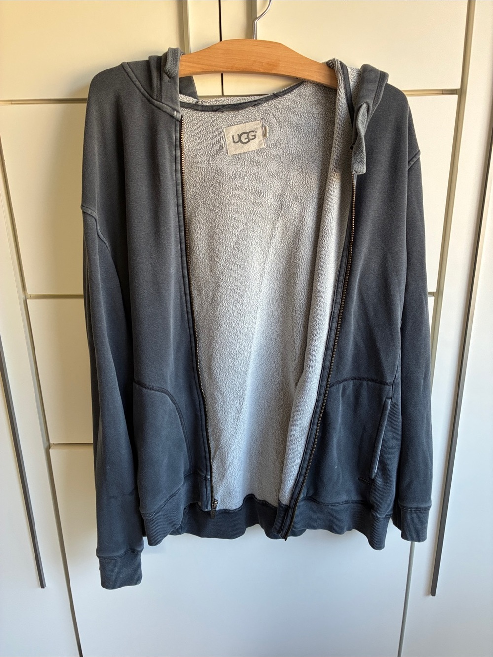 UGG Men’s Charcoal Gray Zip-Up Hooded Jacket